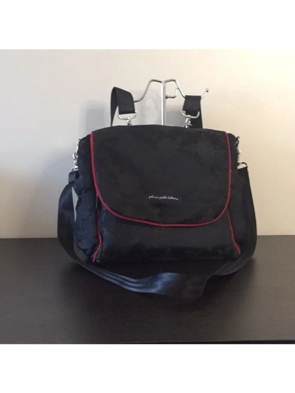 Petunia-Pickle-Bottom Convertable Backpack Black Diaper Bag 16 in. Wide